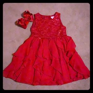Red ruffle Christmas dress.  Pretty and elegant!